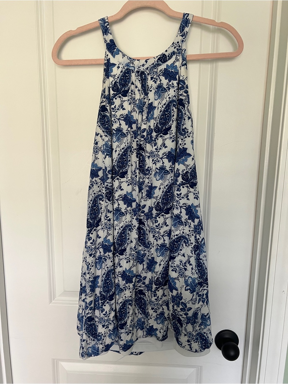 Altar'd State Blue Paisley & Floral Sleeveless Mini Dress